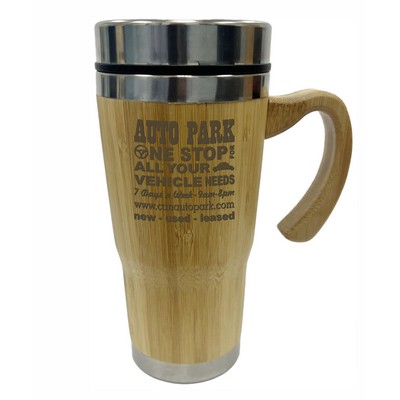 GALE 15 ounce Bamboo & Stainless Steel Tumbler with Handle (3-5 Days) NEW